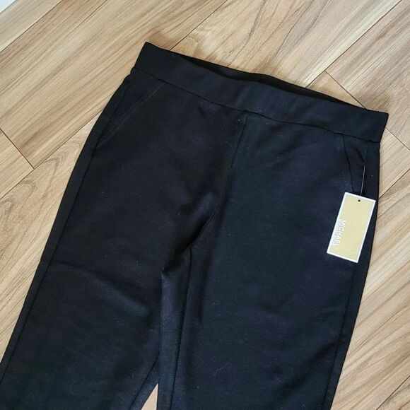 🆕️ Michael Kors Pull On Petite Slit Ankle Cropped High Waist Dress Pants Black - Picture 5 of 11